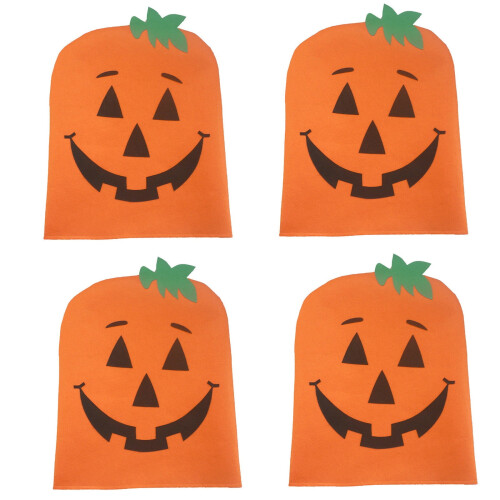 Halloween Pumpkin Chair Back Cover 4 Pack 50 x 60 cm 1