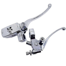 Serbatoio per pompa freno e frizione universale cromato a forma di teschio da 1" (25 mm) per moto, compatibile