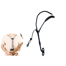 Wide Padded Saxophone Neck Strap and Harness with Aluminum Hook, Ergonomic Design for Alto Tenor Bari