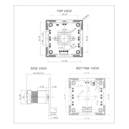 4Pcs Camera Module 100 Degree OV9732 2M Cable 1
