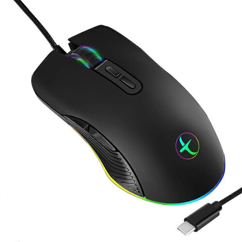 USB C Mouse Type C Ergonomic Wired Mouse RGB Gaming Mouse Optical Mouse 2