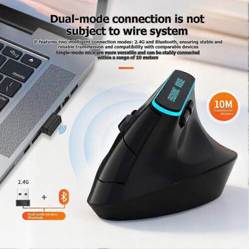 Mouse verticale RGB, mouse wireless 2.4G, mouse Bluetooth dual mode, mouse ergonomico, mouse ricaricabile, 2