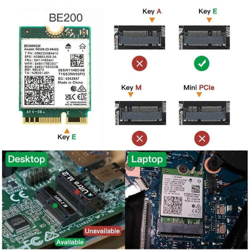 WiFi 7 for BE200 Wireless Network Card Wifi Card M.2 Adapter 2