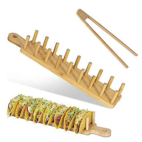 Bambu tacobricka med plats för 8, för multifunktionell charkuteribricka 1