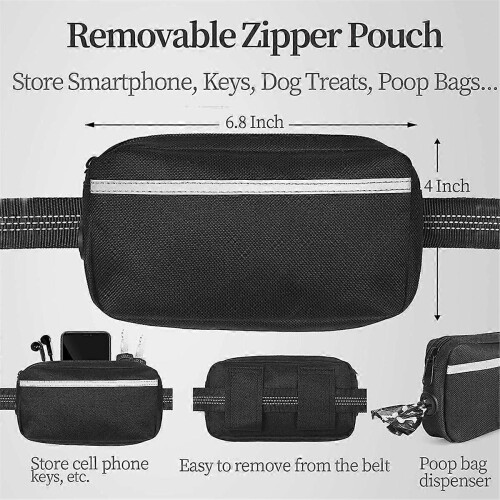 Handsfree hundkoppel med dragkedja, vadderade handtag 2