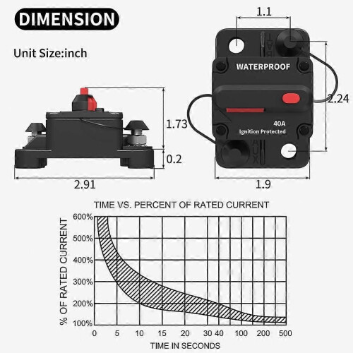 2 σετ διακόπτης 40 Amp 12V - 48V, διακόπτης 12 Volt DC 40A αδιάβροχος μ