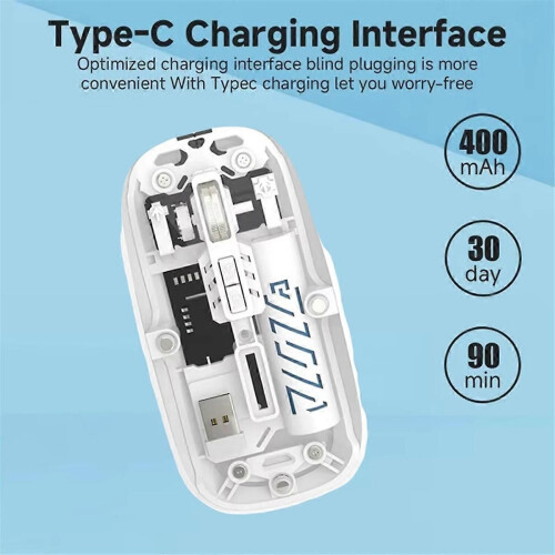 Transparent Wireless Mouse Dual Mode 2.4G Bluetooth Rechargeable Mouse Noiseless Cordless Computer 2