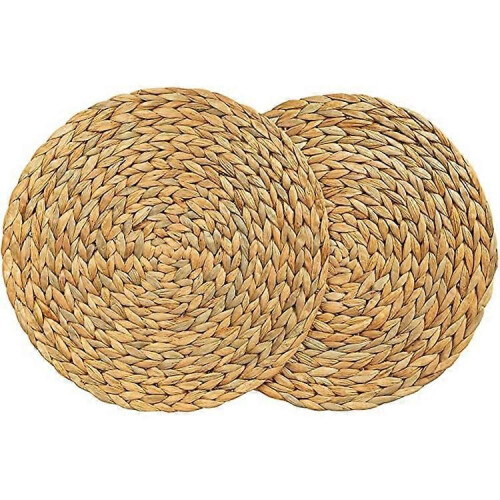 2 Pack Water Hyacinth Placemat,Woven Wicker Table Place Mats,38cm