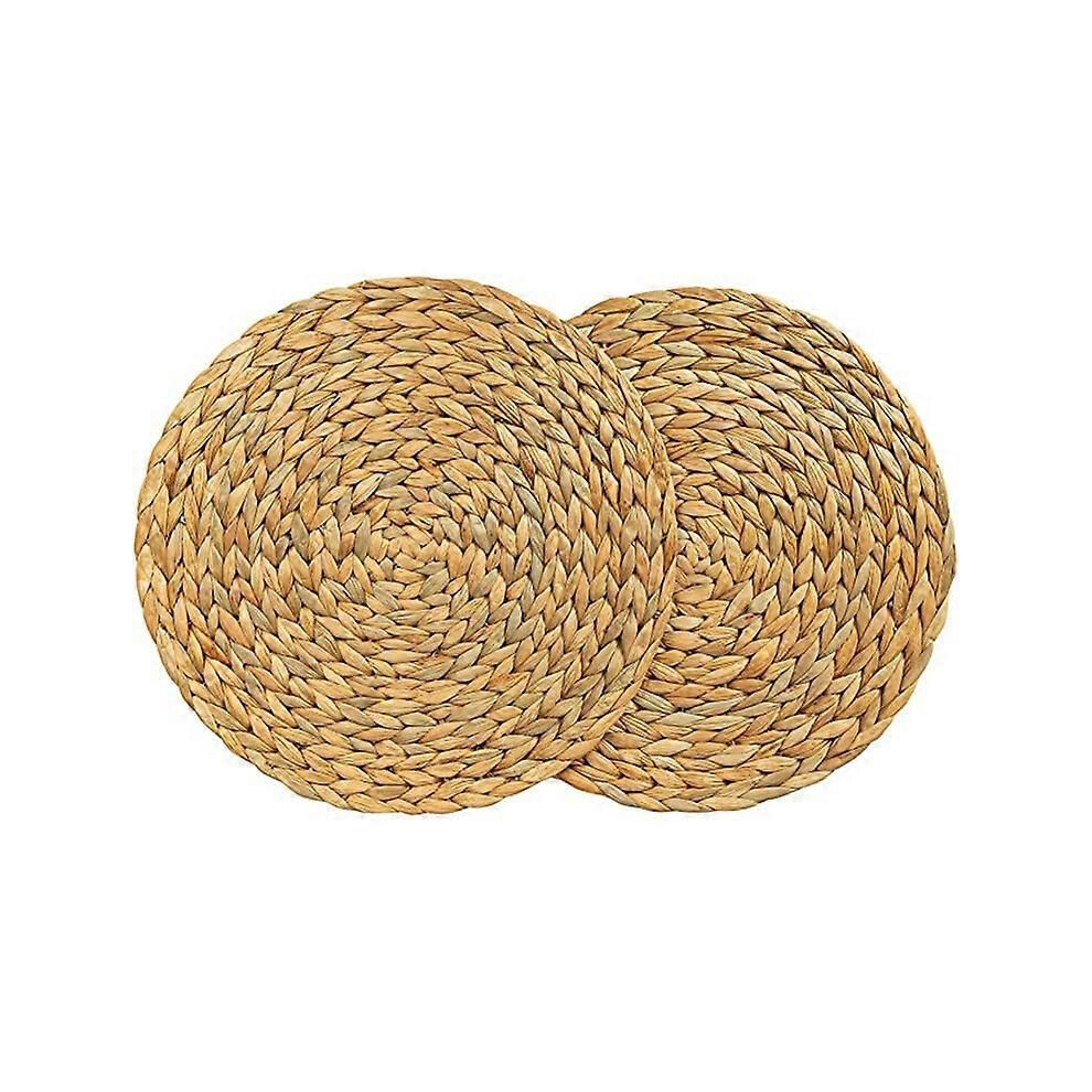 2 Pack Water Hyacinth Placemat,Woven Wicker Table Place Mats,38cm