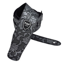 Leather Guitar Strap with Embossed Retro Pattern, Wide 2.5 Inch Adjustable PU Strap for Electric and Acoustic Guitar