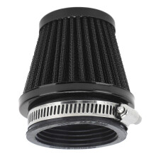 Universeel luchtfilter 50 mm, zwaar uitgevoerd, voor offroad motoren, ATV's, quads, crossmotoren en pitbikes, zwart.