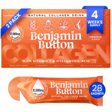Benjamin Button Marine Collagen Liquid Sachet w/Hyaluronic Acid & Vitamin C | for Hair, Skin, Nails & Joints | 12,000mg High Strength Hydrolysed Coll