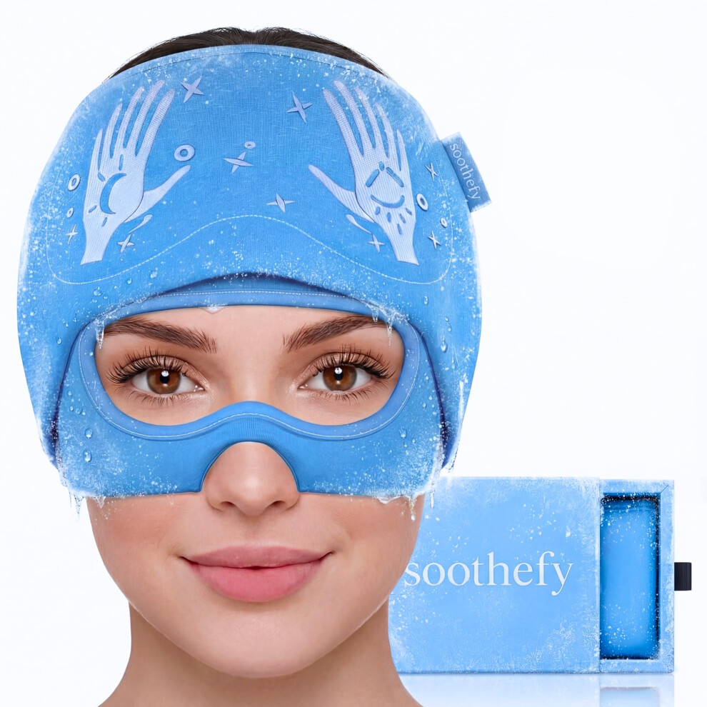 Soothefy Migraine Cap With Slide-Up Eye Mask - Patent Pending - Headache Relief Hat For Hangover, Stress, Tension - Buttery Soft, Made For Bad Days
