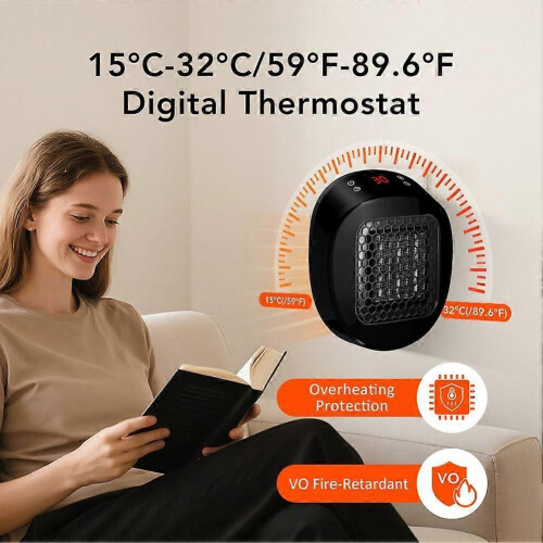 Φορητή ηλεκτρική θερμάστρα χώρου 600W με θερμοστάτη, οθό 1