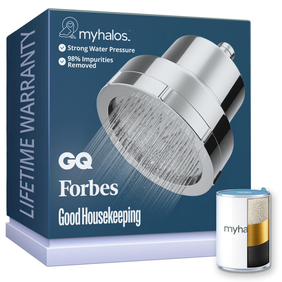 Myhalos Shower Filter For Hard Water Uk - High Pressure Fixed Filter Shower Head To Reduce Chlorine, Water Softener 5051226959936