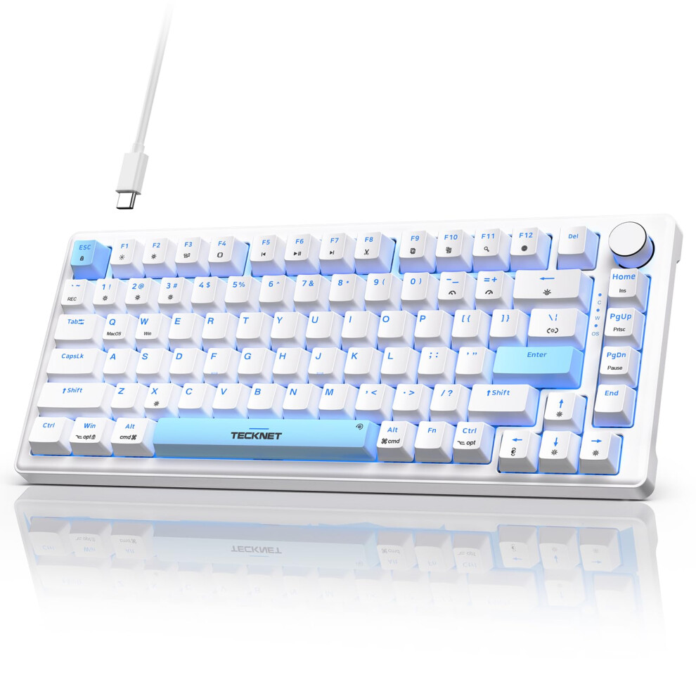 Tecknet Wired Gaming Keyboard, Rgb Backlit Keyboards With Gasket Structure, Usb C Mechanical Keyboard Has 20 Lighting Effects & Multimedia Control Kn