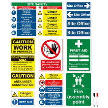 Construction Site Safety Signs - 14 Pack - Durable PVC Rigid Plastic, Weatherproof Health and Safety Building Site Signs, 4 Pre-Drilled Holes for Easy