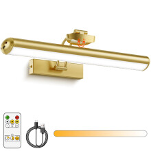 AIXPI Picture Lights for Wall, Battery Operated Wall Lights with Remote, Dimmers, Timers & 3 Color Temps, 12.6 in Rechargeable LED Metal Wall Sconces