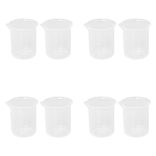 Kitchen Lab Graduated Beaker Clear Plastic Measuring Cup Thicken with Cap Measuring Jug 200ML 8Pcs 1