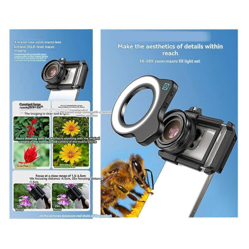 Φακός μακροεντολής ζουμ 10-20X HD Micro-Type με φακούς κάμερας τηλεφ 1