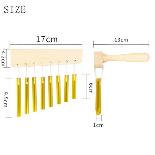 Handheld 8 Note Chime with Mallet for Ornament Professional Stage Wind Chimes Musical Percussion Instruments Gold 2