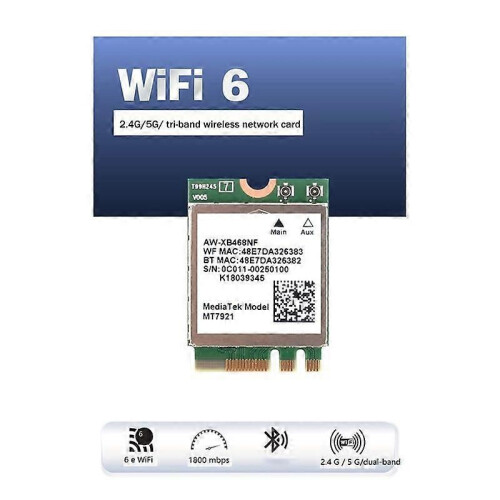 Scheda di rete integrata MT7921 WIFI6 per computer portatile, 2.4G, 5G, M2 e 5.2 BT. 1