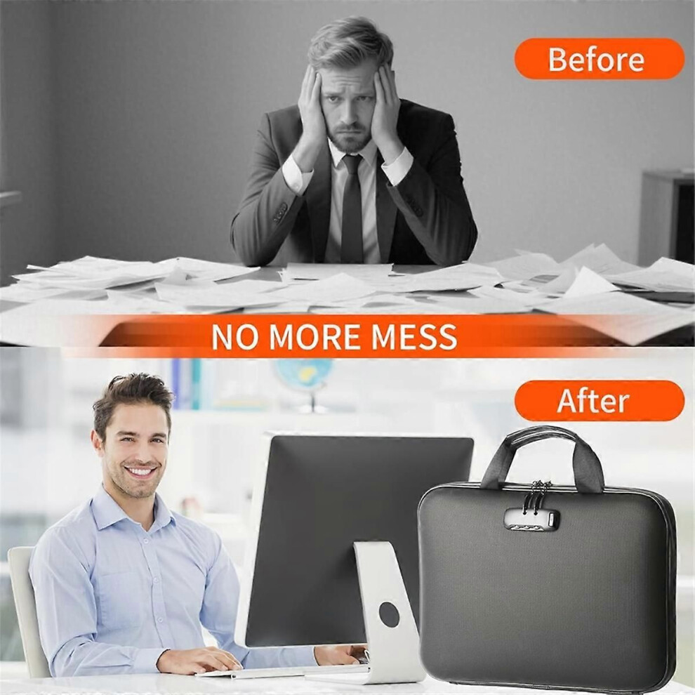 Fireproof Document File Organizer Bag,5200F Portable File Organizer Handbag with Lock,Fire Safe Hom