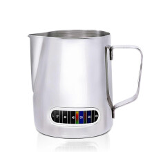 12/20oz Milk Frothing Pitcher with Temperature Display Stainless Steel Milk Frother Pitcher Jug Cup for Latte Art Barista