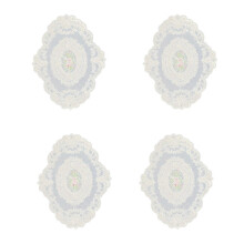 4 Pack Retro Lace Placemats, French Crochet Doilies, Handmade Embroidered Table Mats, 12x16-In Beige Place Mats Cup Mat