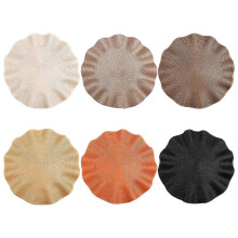 6pcs 38cm Round Placemats, Weave Design, Heat-Resistant, Non-Slip, Washable Dining Table Mats with Corrugated Edge