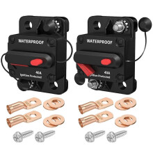 2 σετ διακόπτης 40 Amp 12V - 48V, διακόπτης 12 Volt DC 40A αδιάβροχος με χειροκίνητη επαναφορά