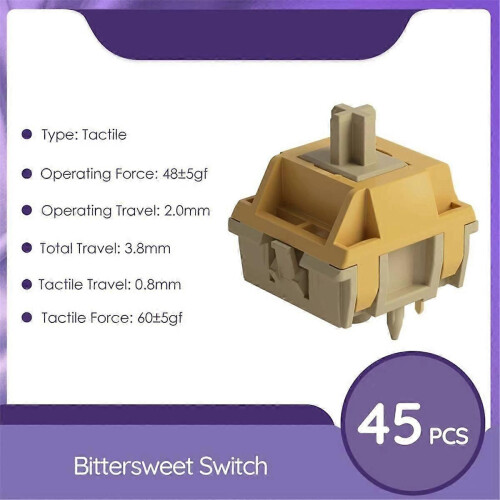 45 τεμάχια Bittersweet Switch 5 ακίδων 48gf Mute Thocky Tactile Switch για μηχανι 1