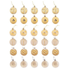 30Pcs Christmas Tree Decor High Qulity White Gold Ball Ornament Bauble Party Hanging Ball for Home Christmas Decorations