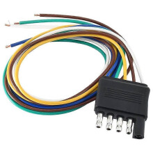 5 Way Flat Trailer Wiring Harness Plug with 36 Inch Wire Lead Trailer End 5 Pin Male Connector Trai