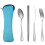 4Pcs Set Dinnerware Portable Spoon compatible fork Steak Knife Set Light Blue 1