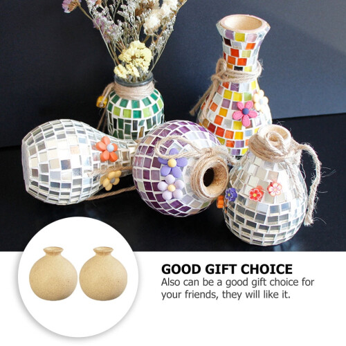 Khakifarbene Blumenvase aus Holz – 2er-Pack 1