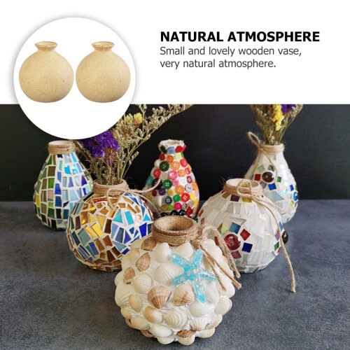Khakifarbene Blumenvase aus Holz – 2er-Pack 2