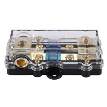 Power Distribution Block (2 Way) 4/8 AWG Gauge AGU Fuse Holder Distribution Block 4 Gauge in to (2) 8 Gauge Out