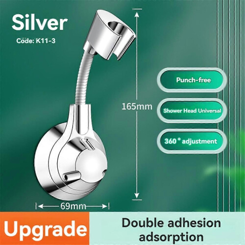 Punch Free Shower Holder Brackets Showerhead Support Adjustable Suction Cup Bath compatible Bathroom Access 2