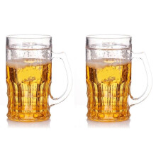 Beer Glasses, 420ml Double Layer Funny Beer Stein, Fake Double Fake Beers Mug with Mezzanine, Beer Mug with Handles