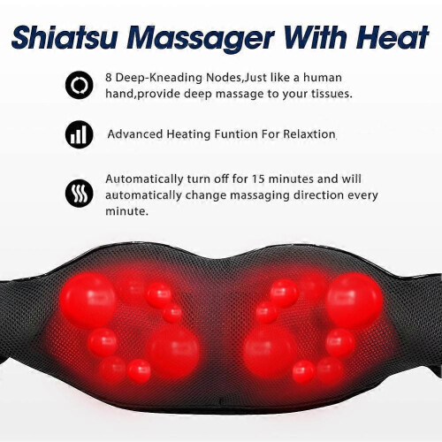 Μασάζ Shiatsu για τον αυχένα και την πλάτη με θερμότητα, ηλ 2