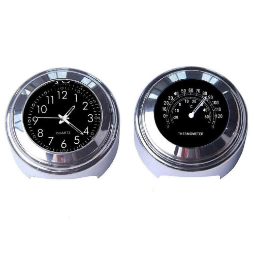 2PCS Ρολόι και Θερμόμετρο Μοτοσικλέτας Quartz 7/8 ιντσών Αδιάβρ
