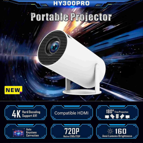 Προβολέας 720P υψηλής ευκρίνειας 180 μοιρών περιστροφής 4K 2