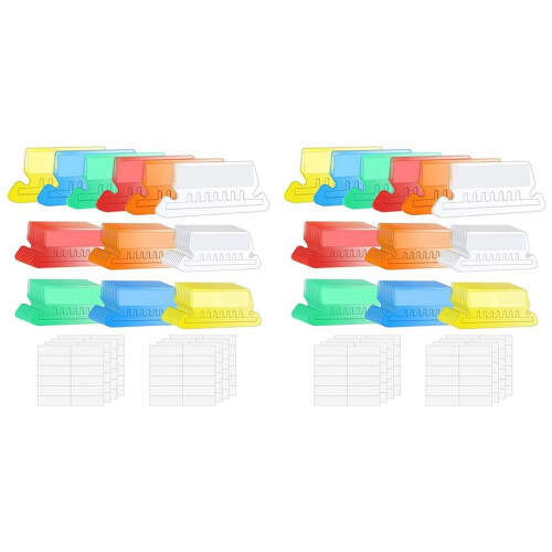 240 Sets Multicolor Hanging File Folder Tabs with Blank Inserts 2 Inches Plastic Hanging File Tabs for Hanging Folders