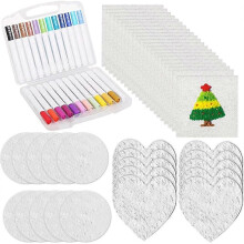 52 delar Magic Foam Texture Painting Kit, Trämassa Bomull Konst- och hantverksset med Tavlor, Pennor