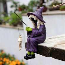 Fiskehäxa Resin Hantverk Ornament Halloween Dekorationer Akvarium Blomkruka Dekoration