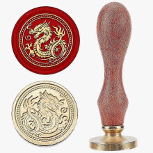 Ancient Chinese Dragon Wax Seal Stamp 25mm - Brass Head with Wood Handle for Wine Bottles, Gifts, Invitations, Retro Sealing Wax Stamps