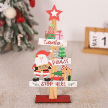 3PCS Christmas Tree Santa Claus DIY Decoration Wooden Christmas Signs Plaque Xmas Decoration