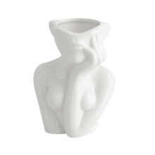 Nordic Style Flower Vase Women Body Half Face Flower Pot Vase Ceramic Art Crafts Bedroom Living Desktop Decoration B