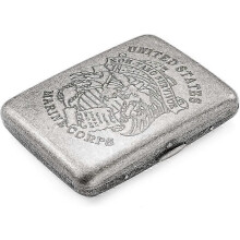 Antiikkinen kaiverrettu metallinen savukekotelo 16 savukkeelle - elegantti vintage-muotoilu (4-D-W)